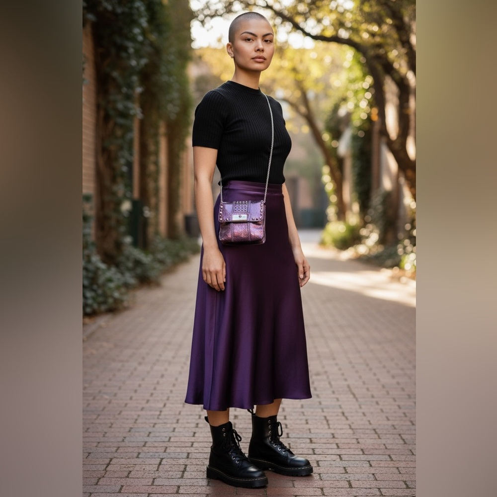 Coach Kristin Studded Convertible Crossbody MINI Bag Metallic Purple Boysenberry - Picture 5 of 12